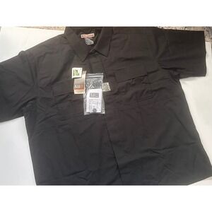 5.11 Tactical Mens Taclite TDU Short Sleeve Shirt Black Ripstop 71175 Size 2XL